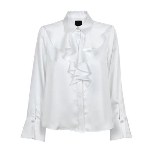 Satin Ruffle Bluse - Offwhite