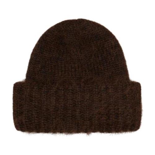 Fluffy Mohair Melange Brown Beanie