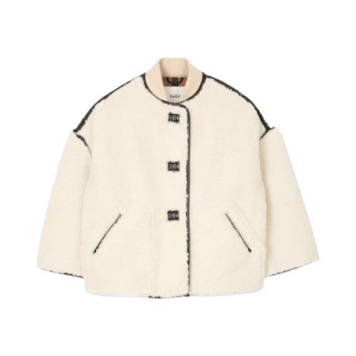 Faux Shearling Box Coat - Ecru