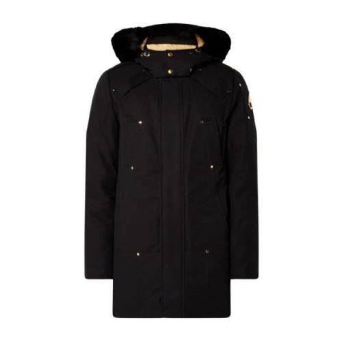 Herre Svart Gull Shearling Parka