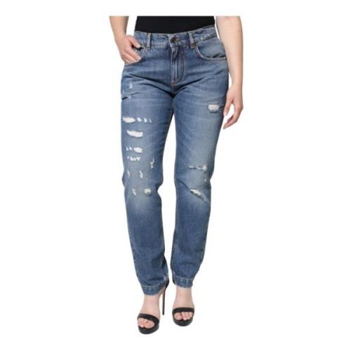 Slitte Boyfriend Denim Jeans Glidelåslukking