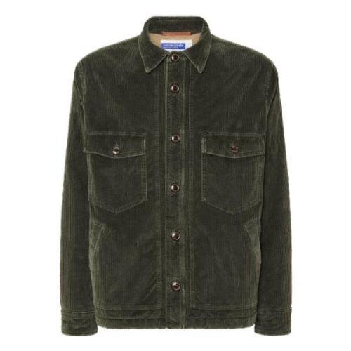 Grønn Corduroy Overshirt med Teddy Fôr