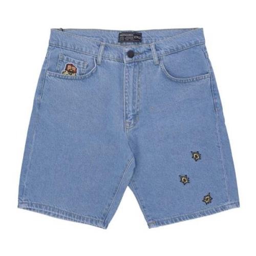 Baseball Denim Shorts Blå