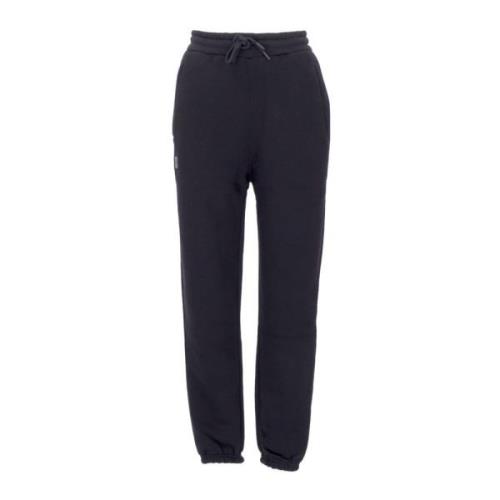 Sort Fleece Sweatpants Elastisk Midje