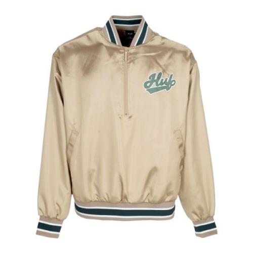 Satin Baseball Bomber Jacket Tan