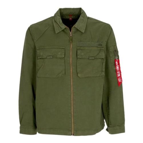 Twill Overshirt Jakke Mørk Oliven