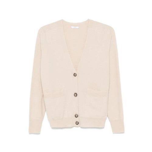 Beige Ull Kashmir V-hals Cardigan