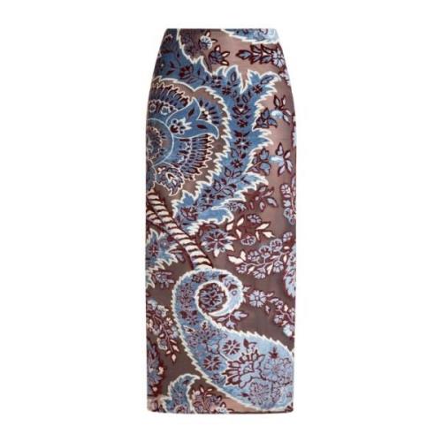 Paisley Jacquard Midi Skjørt