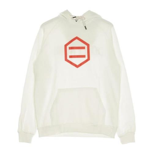 Hexagon Herre Hoodie i Hvit & Rød