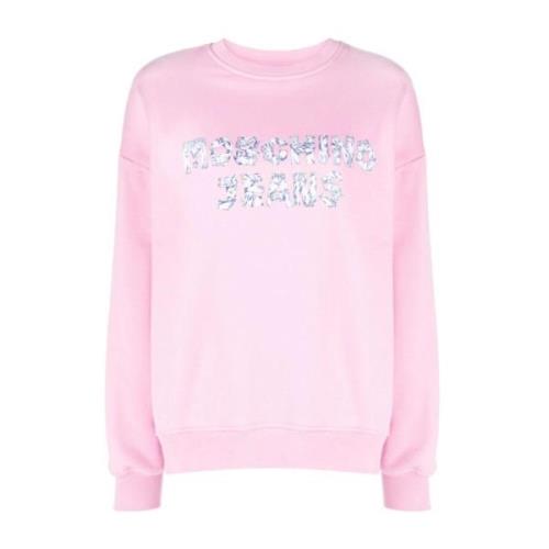 Rosa Crew Neck Genser med Logo Print