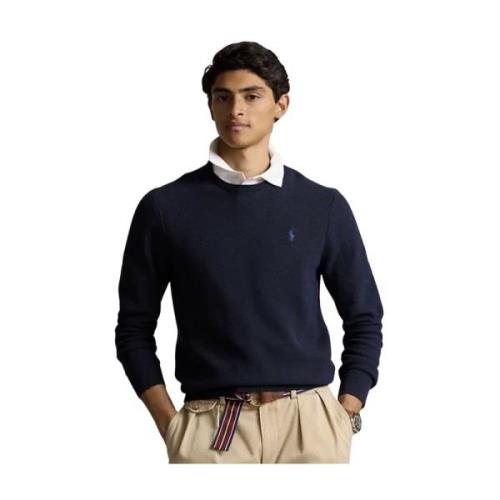 Blue Polo Ralph Lauren Cotton-Cashmere Crewneck Jumper Hunter Navy Gen...