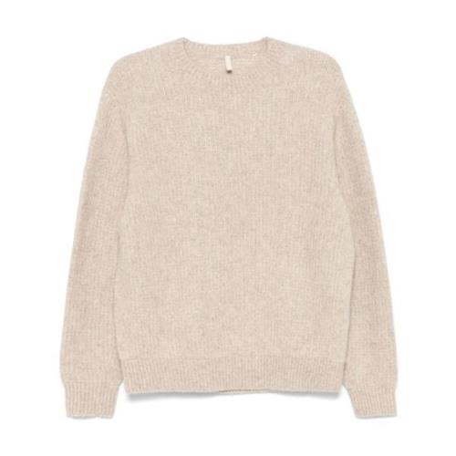 Beige Strikket Crew Neck Genser