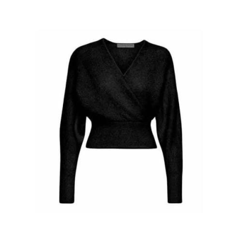 Svart Mohair Cross-Over Sweater