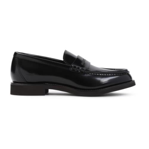 Svarte Skinnloafers Elegant Stil