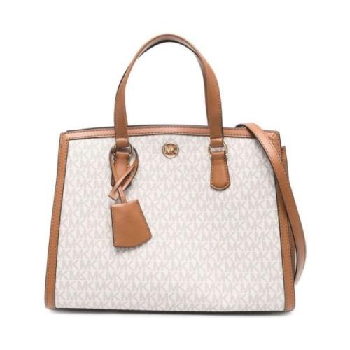 Beige Satchel Veske med Acorn Detalj