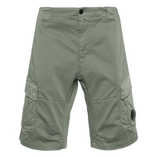 Grønne Cargo Shorts i Stretch Sateen