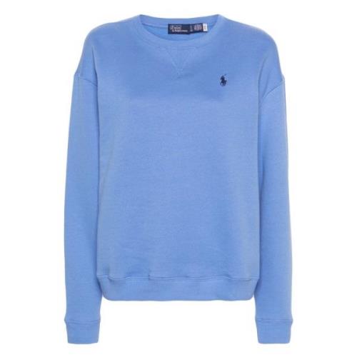 Blå Brodert Sweatshirt Casual Stil