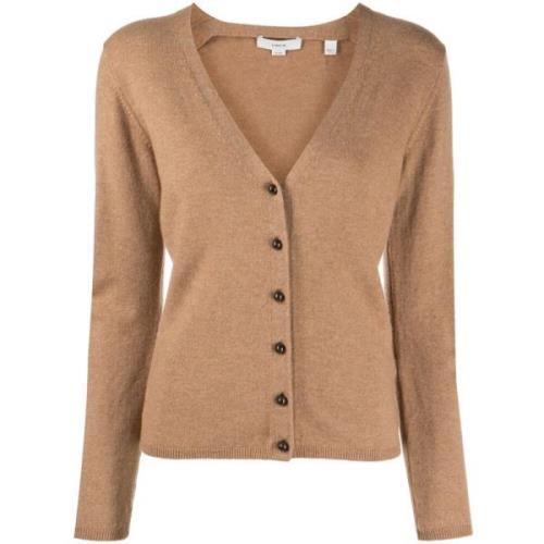 Brun V-hals Knappet Cardigan