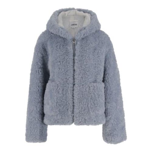 Faux Fur Hette Glidelås Jakke