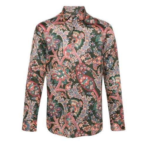 Casual Paisley Print Langermet Skjorte