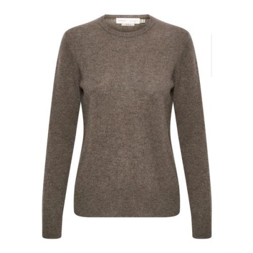 Brun Melange Cashmere Crew Neck Pullover