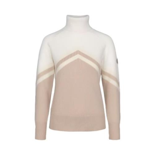 Beige Woolmix Rollerneck med Frontglidelås