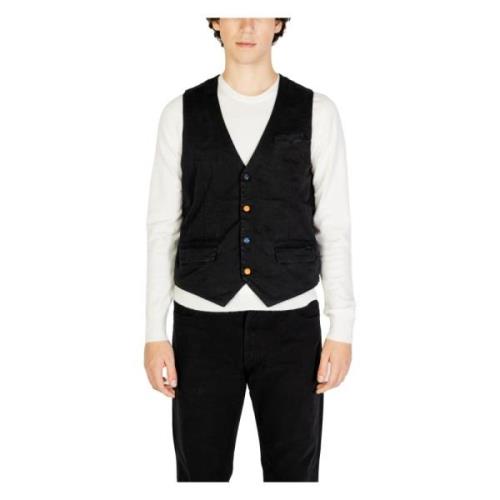 Svart V-Hals Button-Up Gilet