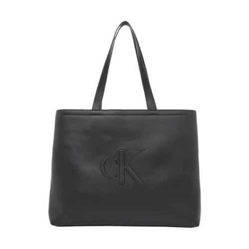 Svart Skulpturert Slim Tote Handleveske