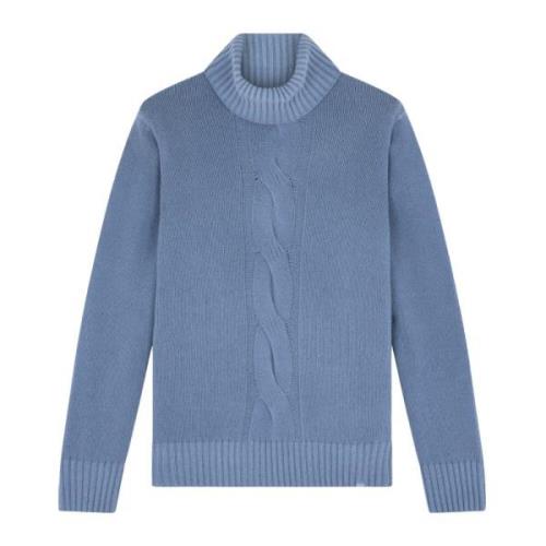 Blå Garment Dyed Re-Wool Turtleneck Genser