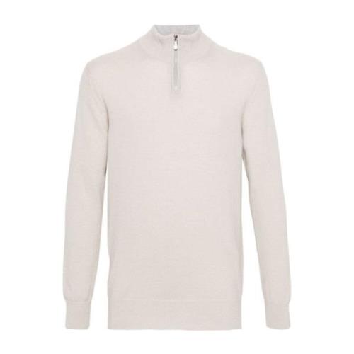 Beige Cashmere Sweater med Half Zip