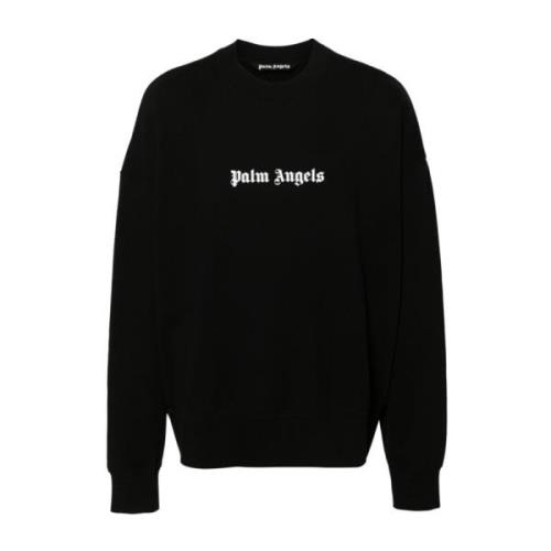 Svart Logo Print Crew Neck Sweater