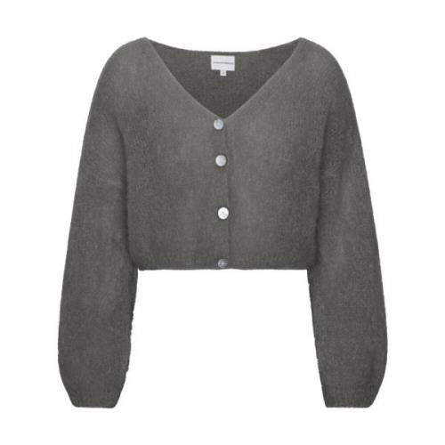 Mohair Cropped Cardigan i Grå