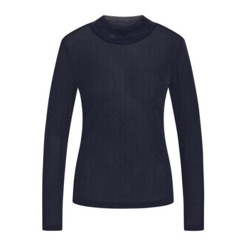 Mørkeblå Roll Neck Bluse