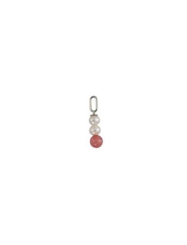 Pearl Stick Charm 4Mm Silver Red Design Letters