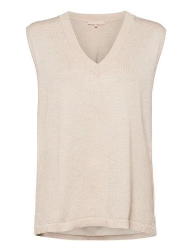 Srmarla V-Neck Loose Fit Knit Vest Cream Soft Rebels