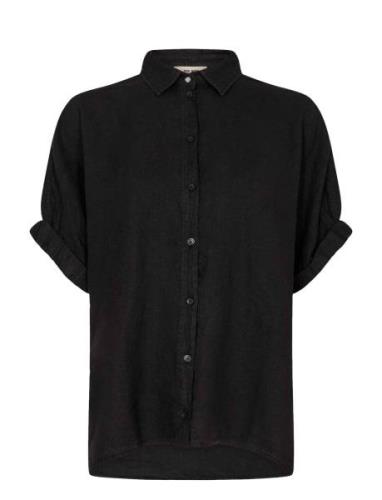 Aven Ss Linen Shirt Black MOS MOSH