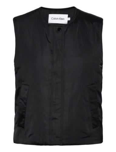 Minimal Padded Satin Vest Black Calvin Klein