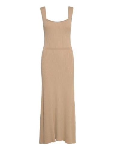 Long Midi Fine Knit Dress Beige IVY OAK