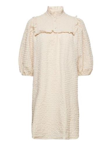 Slfcory 3/4 Short Smock Dress B Cream Selected Femme