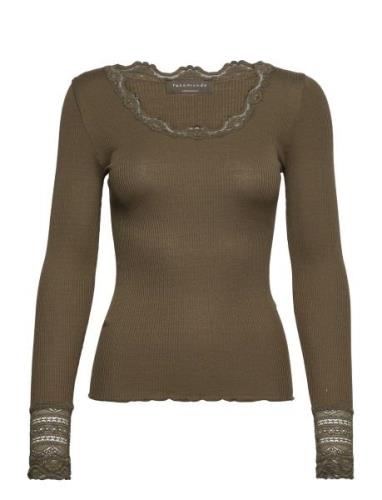 Silk T-Shirt W/ Lace Green Rosemunde