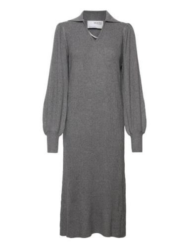 Slfselene Ls Knit Dress B Grey Selected Femme