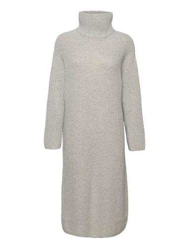 Slfelina Ls Knit Highneck Dress B Grey Selected Femme
