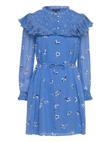 Bhelle Crepe Pleat Pan Dress Blue French Connection