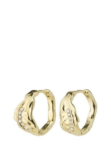 Pia Organic Shape Crystal Hoop Earrings Gold Pilgrim