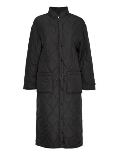 Objline Long Quilted Jacket Black Object