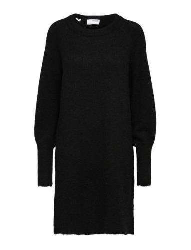 Slflulu Ls Knit Dress O-Neck B Noos Black Selected Femme