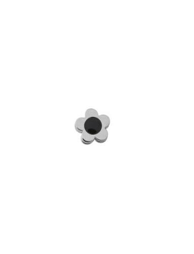 Enamel Flower Charm Black Design Letters