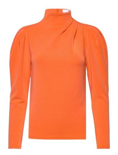 Slffenja Ls T-Neck Top B Orange Selected Femme