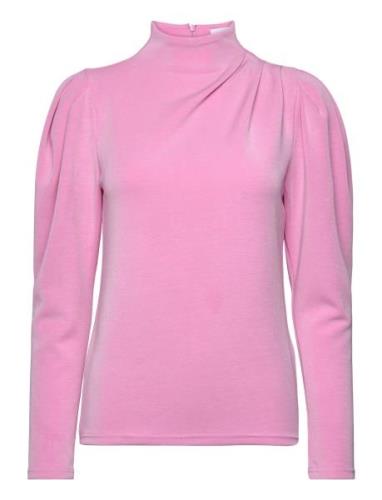 Slffenja Ls T-Neck Top B Pink Selected Femme