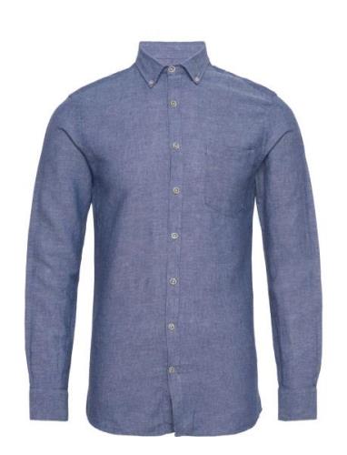 Cotton/Linen Shirt L/S Blue Lindbergh